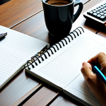 **

A person reviewing their daily habits and routines, possibly with a notebook and pen, in a bright and organized workspace.  The scene should evoke a sense of self-reflection and planning, aiming for a "professional" and "organized" look, fully clothed, appropriate content, safe for work, perfect anatomy, natural proportions.

**